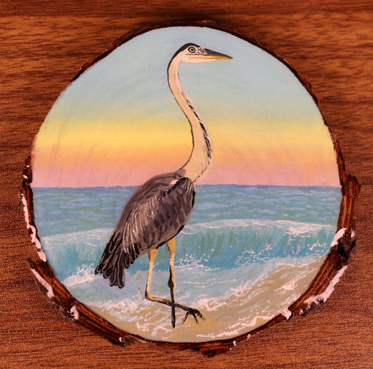 Hand Painted Resin Coaster - Grey Haron